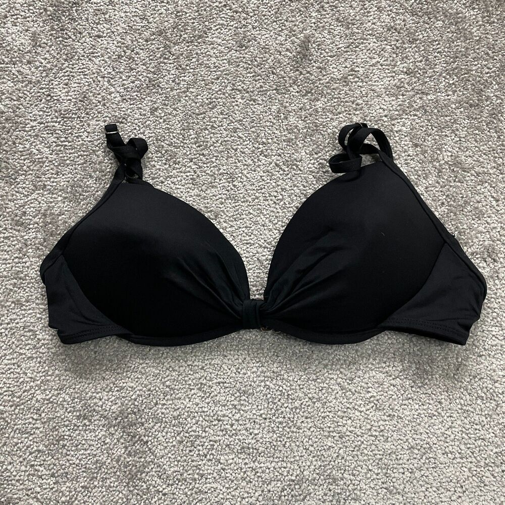 Apt. 9 Swimwear Bikini Top Women 14 Black Triangle Padded Adjustable Strap Beach